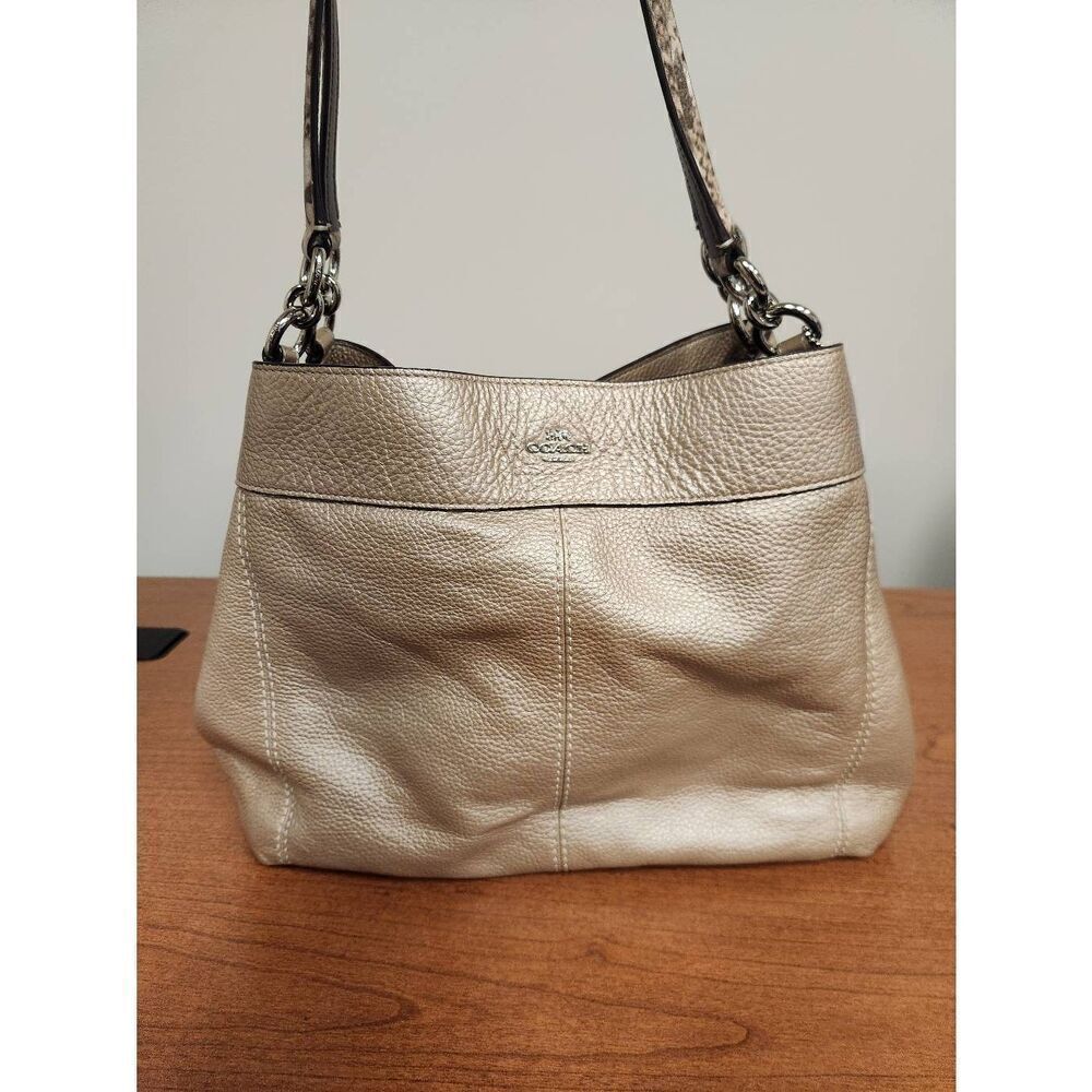 Coach Brand Lexy Mushroom #F38879 Genuine Pebble Leather Shoulder Satchel - Picture 1 of 10